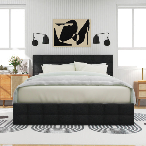Linen Bed Frame With 4 Drawers - nargiss