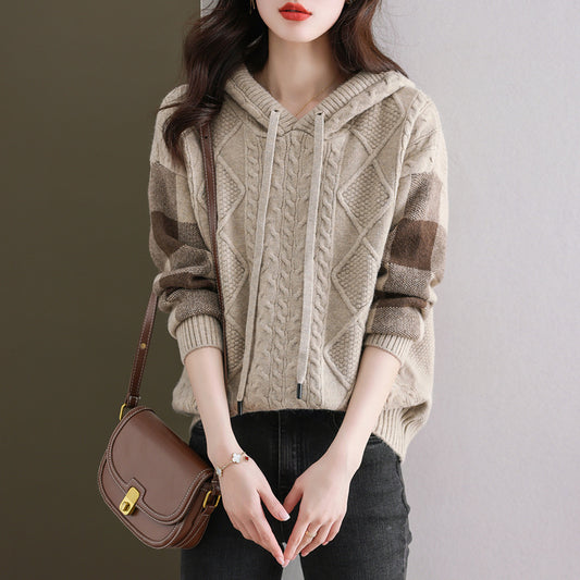 Kuscheliger Pullover für Damen – Lässiger Japanisch-Koreanischer Stil, Free Size, in Apricot, Braun & Weinrot - nargiss