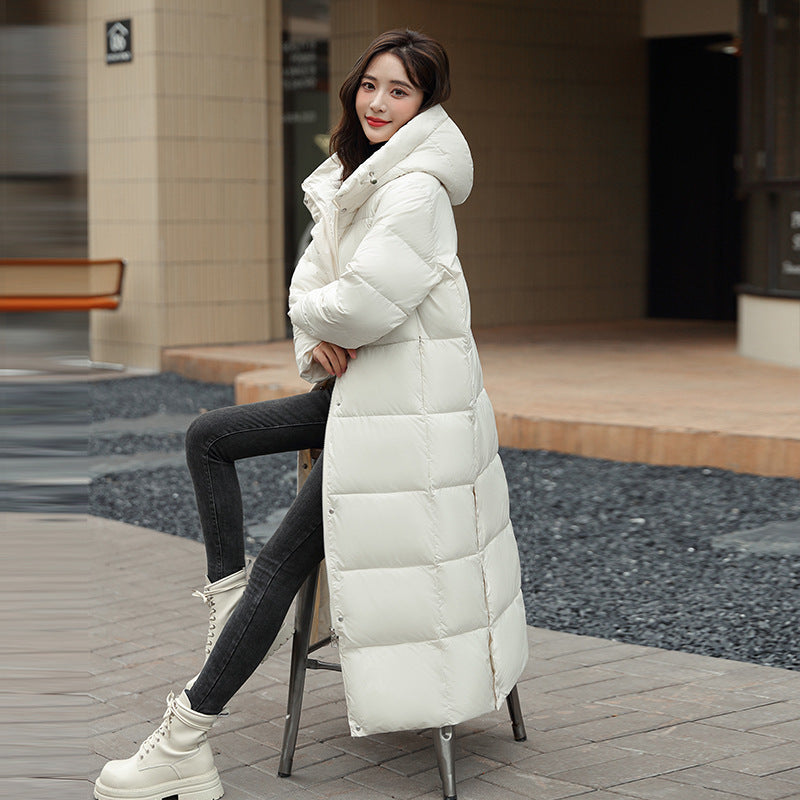 Damen Winterjacke – Solid Color, in Schwarz, Dunkelrot, Weiß & Khaki, Größen M-XXL, mit Daunenfüllung - nargiss
